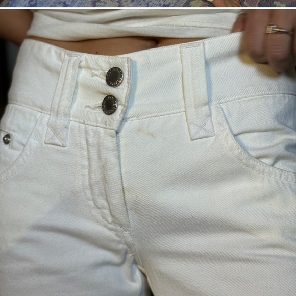 Y2K Dolce & Gabbana White Western glam Turquoise rhinestone Jeans it 36 0/2 - Picture 7 of 9